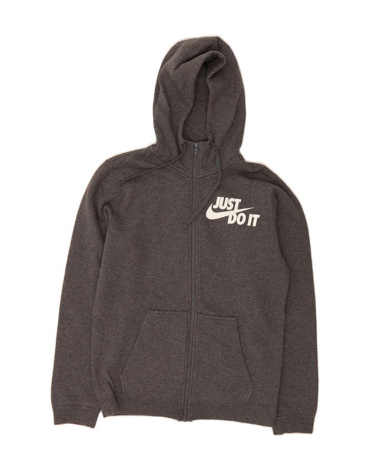 NIKE Mens Graphic Zip Hoodie Sweater Small Grey Cotton Vintage Nike and Second-Hand Nike from Messina Hembry 