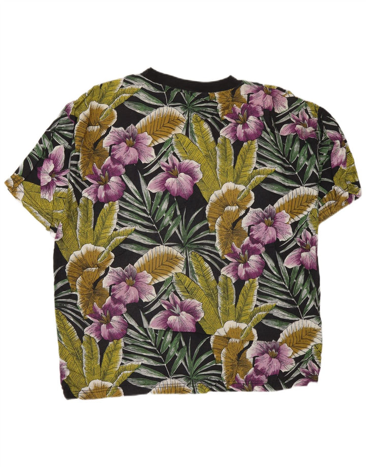 T-shirt męski w stylu vintage. Średni wielobarwny kwiatowy sztuczny jedwab