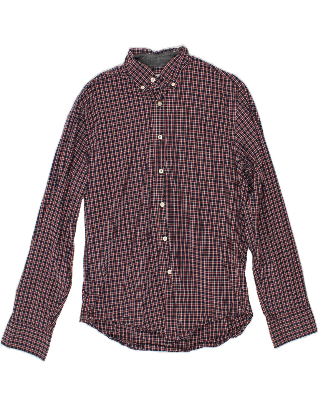 J. CREW Mens Shirt Medium Navy Blue Check Cotton Vintage J. Crew and Second-Hand J. Crew from Messina Hembry 