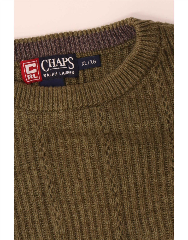 Męski sweter z okrągłym dekoltem Chaps XL, khaki