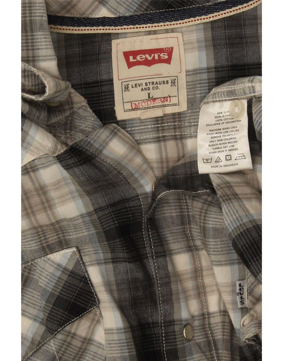 Nowoczesna męska koszula z krótkim rękawem Levi's, duża, szara bawełniana krata