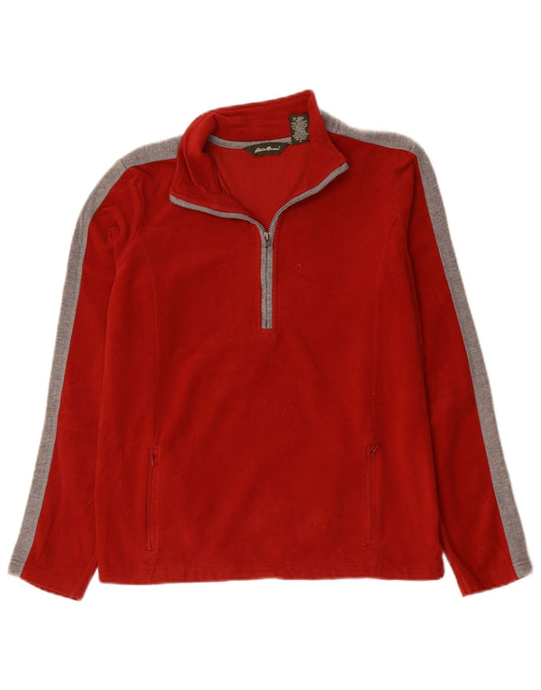 Damski sweter polarowy Eddie Bauer z zamkiem błyskawicznym UK 10 Small Red Colorblock