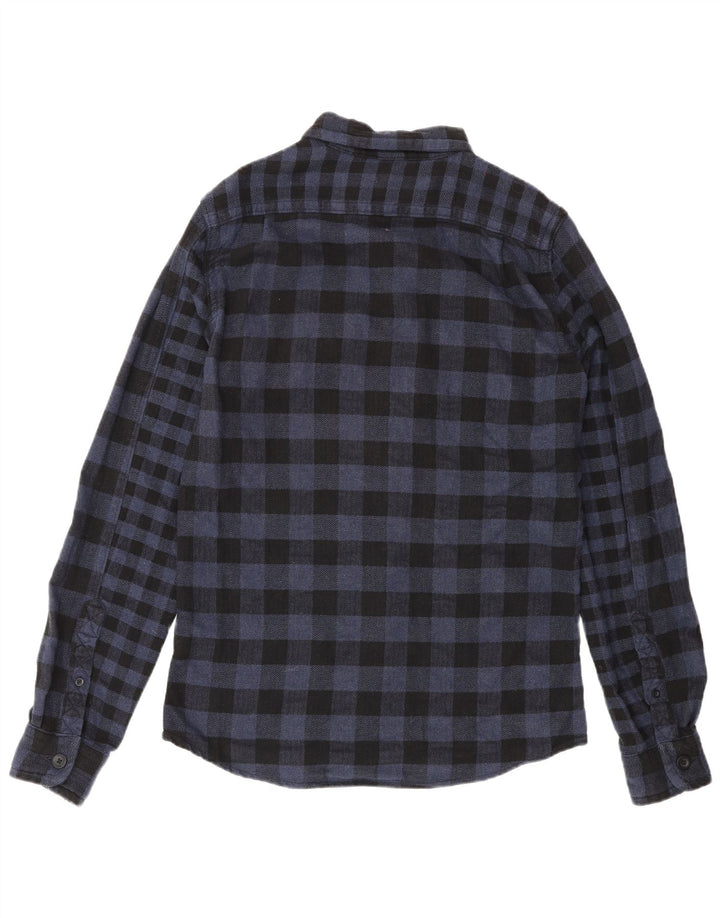 Męska koszula flanelowa Superdry, mała, granatowa, bawełniana w kratkę