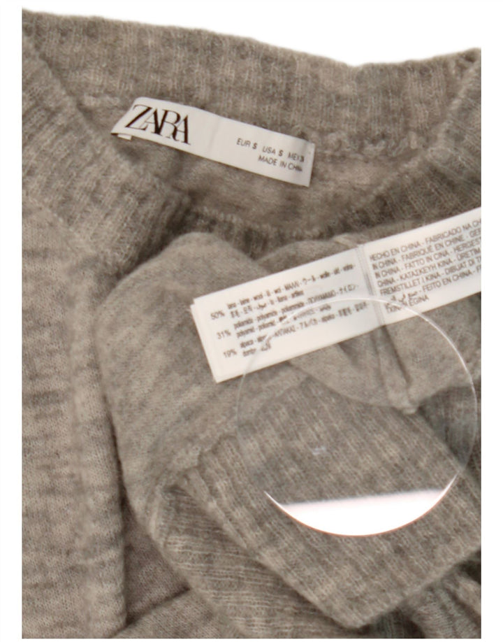 Damski sweter oversize z golfem Zara UK 10 Small, szara wełna