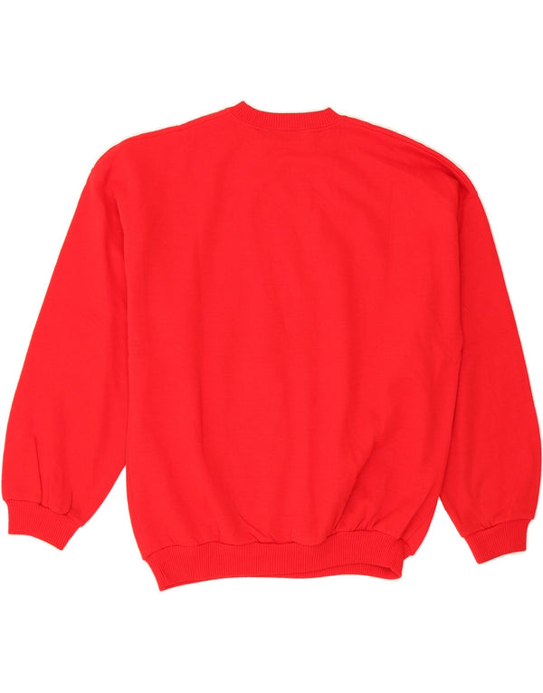 Sweter damski VINTAGE z okrągłym dekoltem UK 14, średni czerwony, kwiatowy, akrylowy
