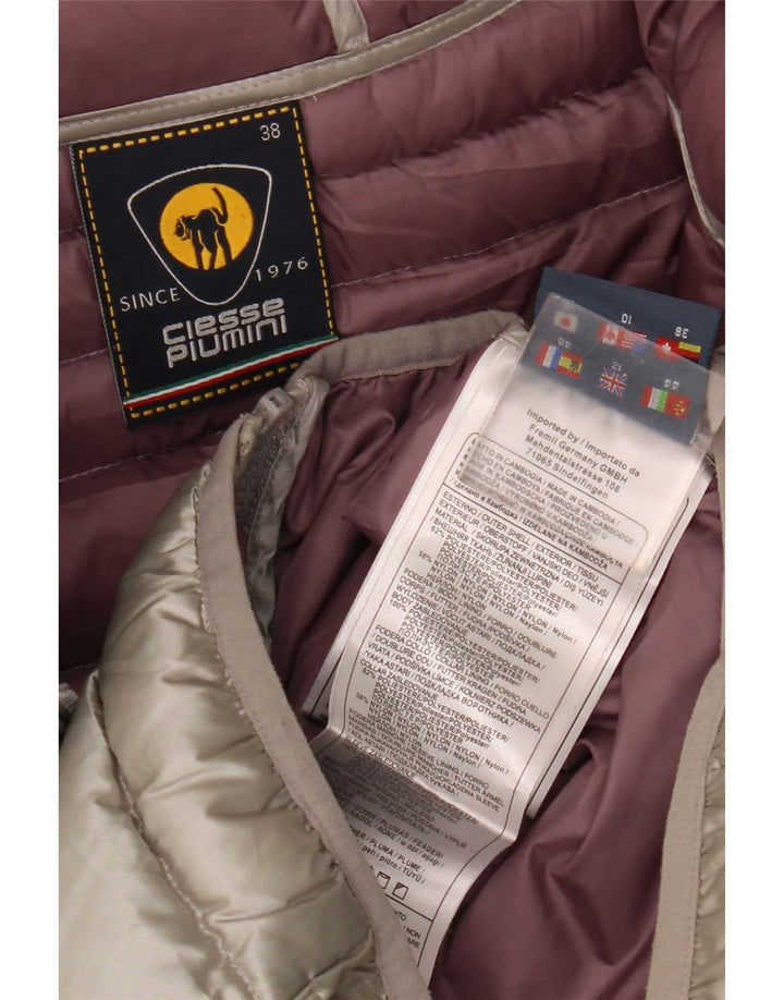 Ciesse Piumini Womens Hooded Padded Jacket UK 12 Medium Silver Polyester