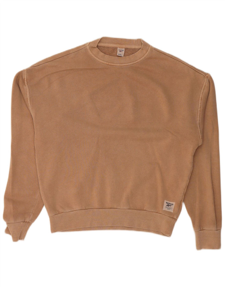 Damska bluza oversize REEBOK UK 4/6 XS beżowa bawełna