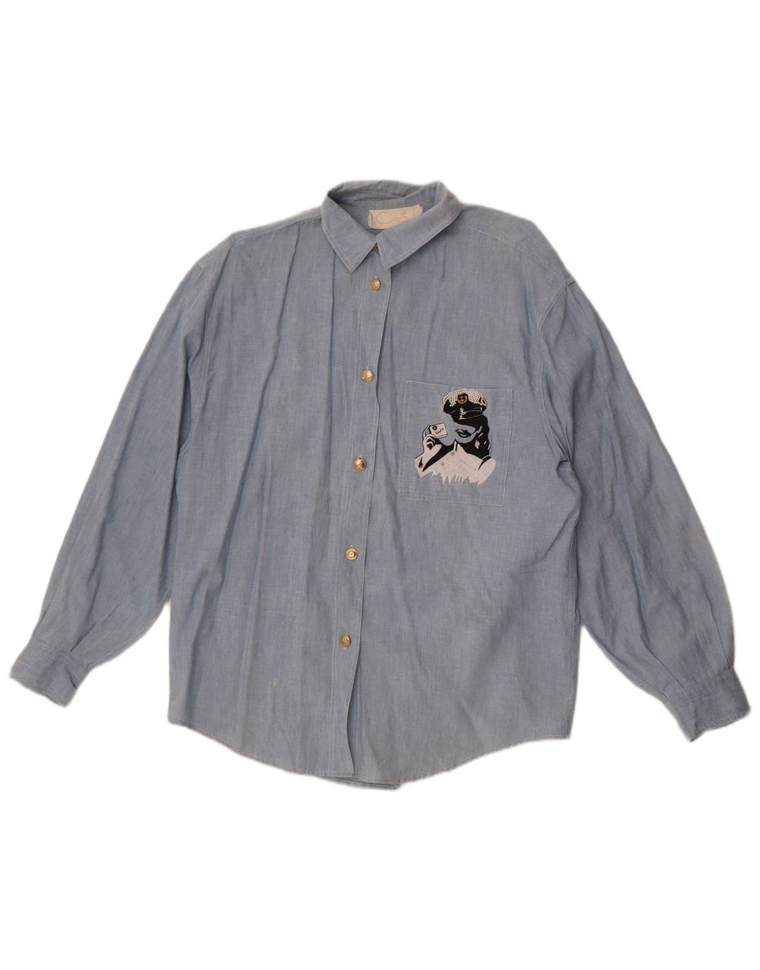 Vintage damska koszula graficzna UK 18 XL niebieska