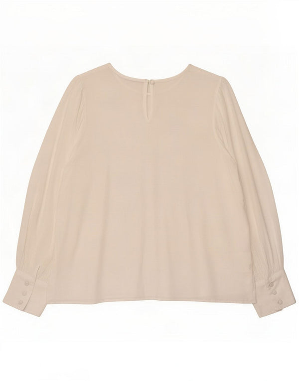 Marks & Spencer Womens Long Sleeve Blouse Top UK 24 4XL White Viscose