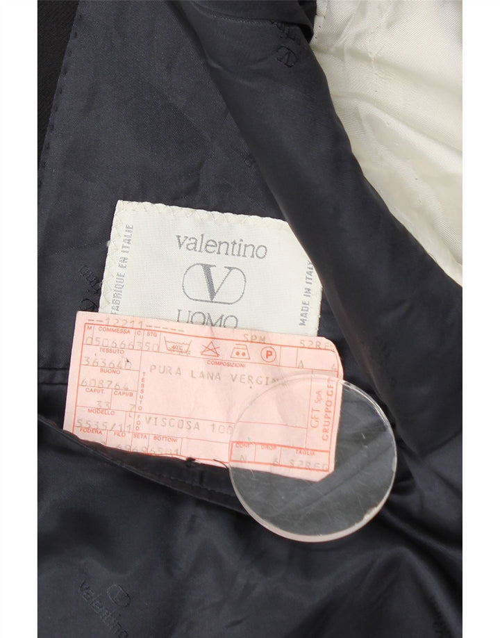 Męska marynarka dwurzędowa Valentino IT 52 XL Czarna dziewicza wełna