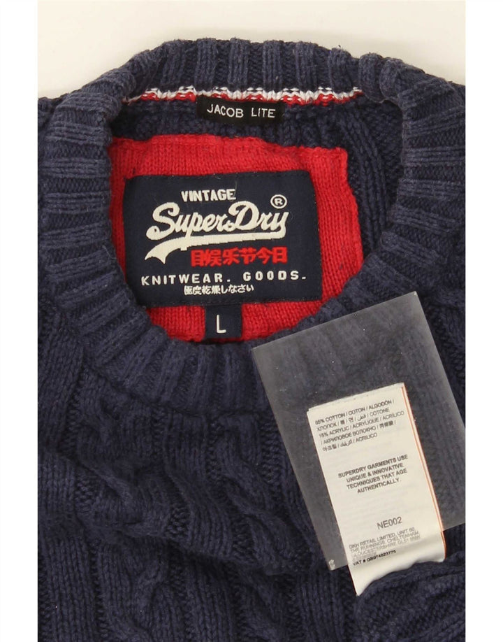Męski sweter Superdry z okrągłym dekoltem, duży, granatowy, bawełniany