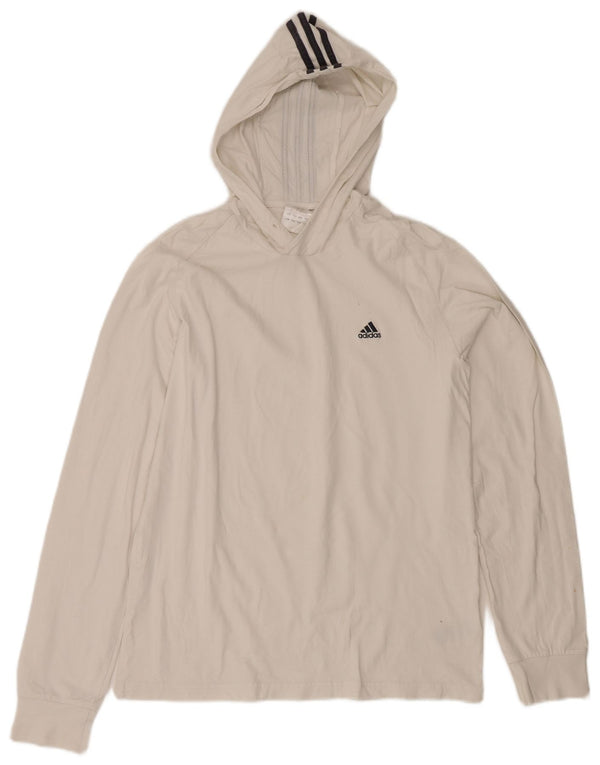 Adidas Męska bluza z kapturem i długim rękawem, duża, biała bawełna