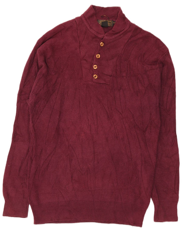 Męski sweter Eddie Bauer z wysokim dekoltem i dekoltem w kolorze bordowym, bawełniany
