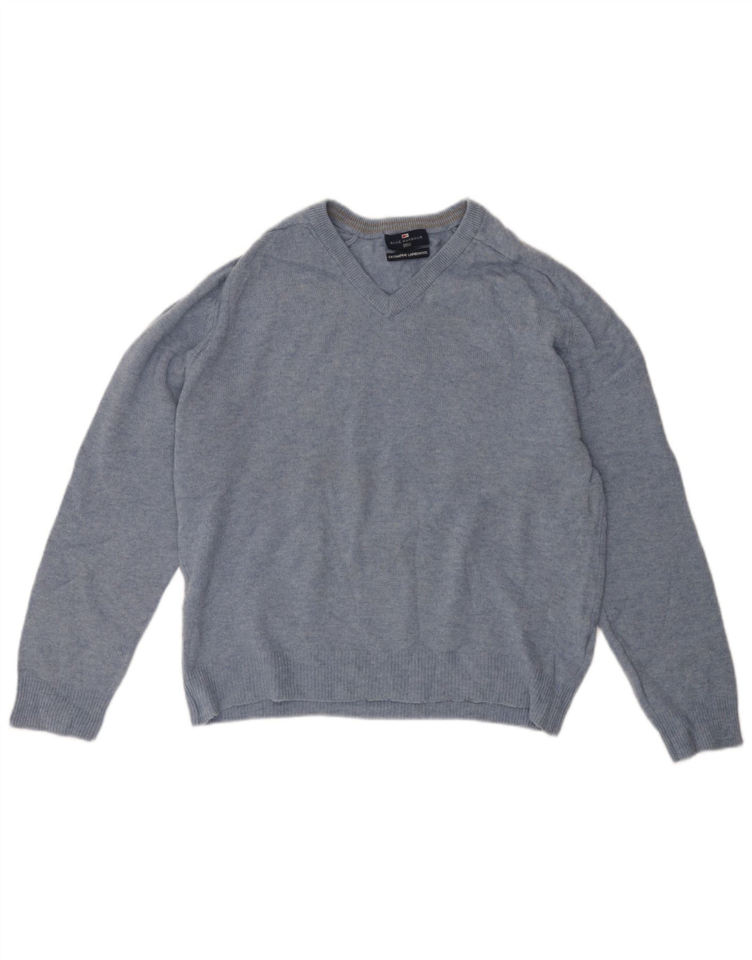 Męski sweter Marks & Spencer Blue Harbor z dekoltem w kształcie litery V, średnioniebieski