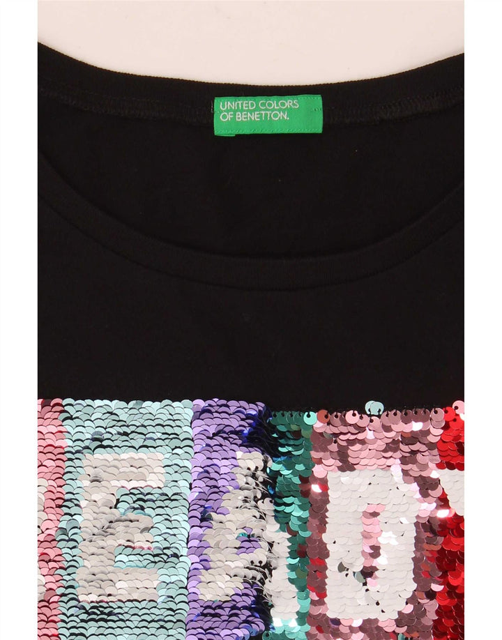 Damska koszulka z grafiką Benetton Top UK 10, mała czarna