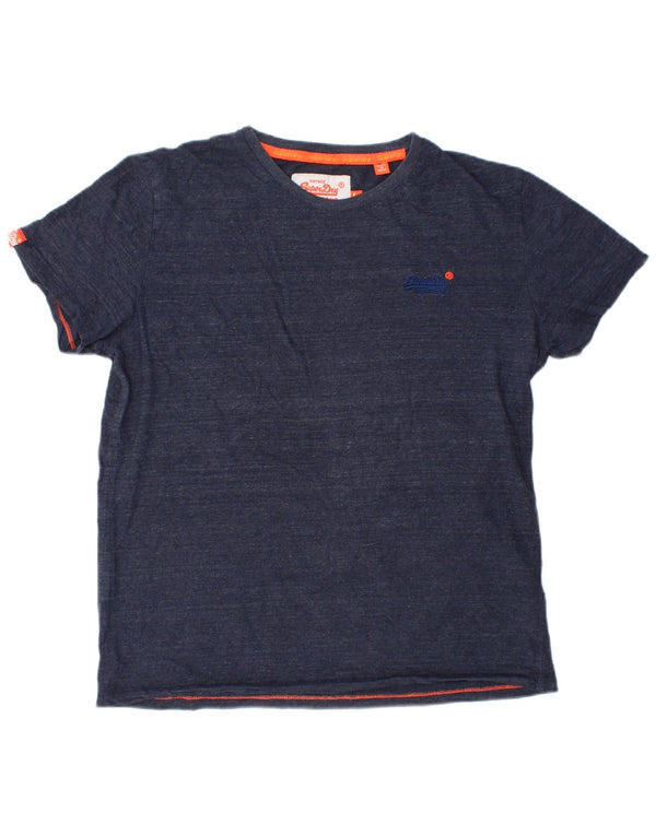 T-shirt damski Superdry Top UK 16, duży, granatowy, bawełniany w cętki