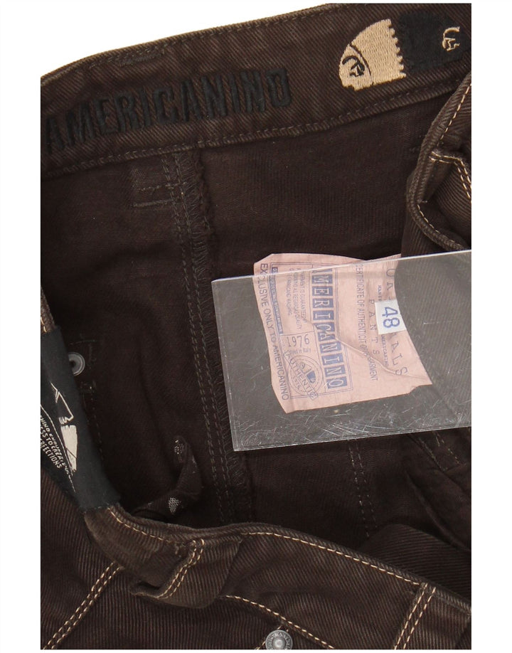 Spodnie męskie typu slim chino AMERICANINO IT 48 Medium W30 L34 Brązowa bawełna