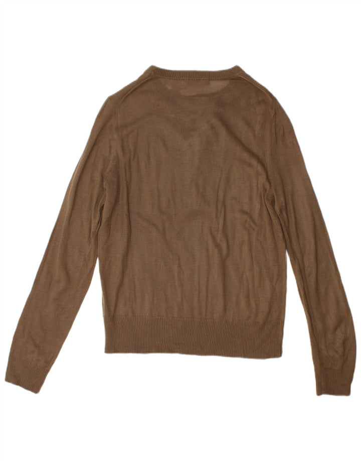 Męski sweter Zara z dekoltem w łódkę, średni brąz
