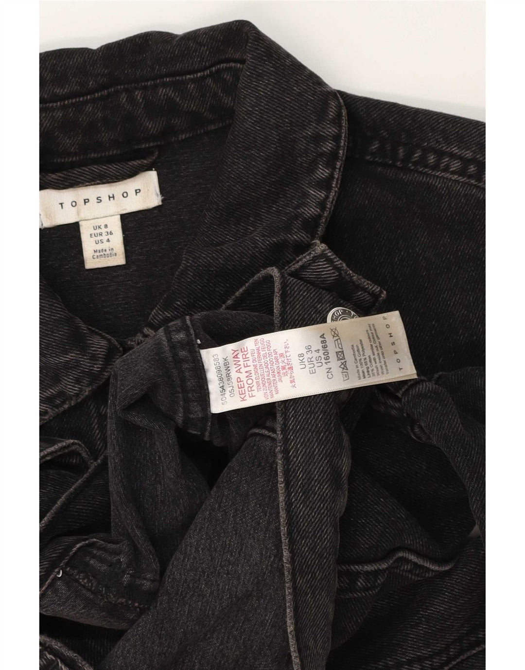 Damska kurtka jeansowa Topshop Crop UK 8, mała, czarna, bawełniana