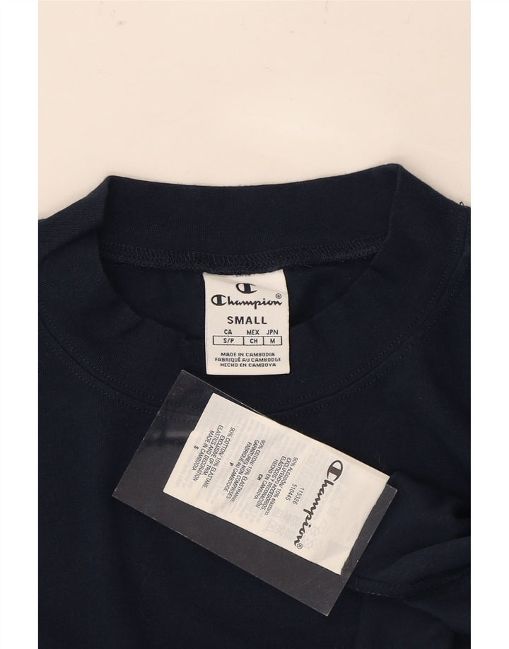 CHAMPION Womens Oversized Crop Top Long Sleeve UK 10 Small Navy Blue Vintage Champion and Second-Hand Champion from Messina Hembry 