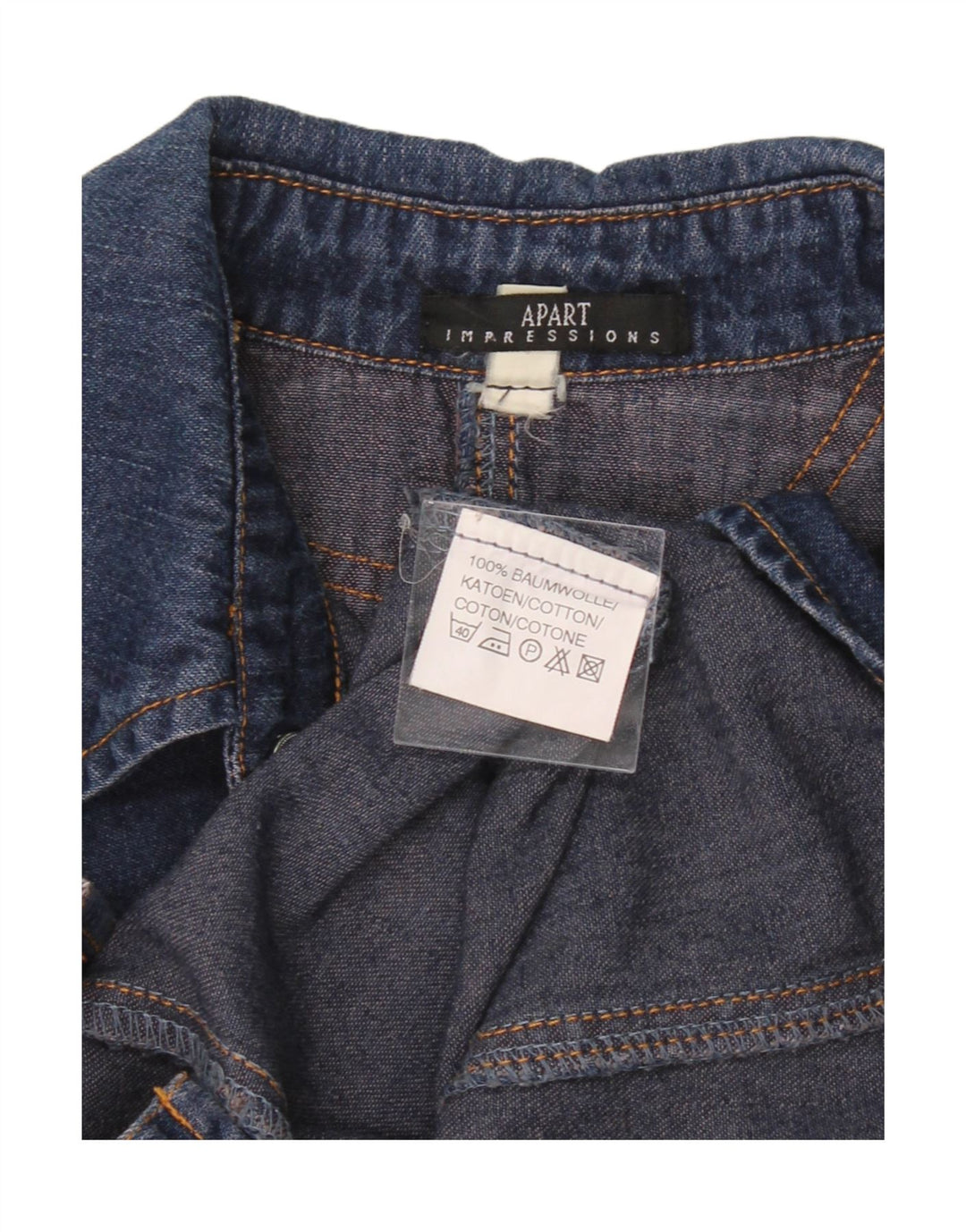 APART Womens Denim Shirt UK 12 Medium Navy Blue Cotton Vintage Apart and Second-Hand Apart from Messina Hembry 