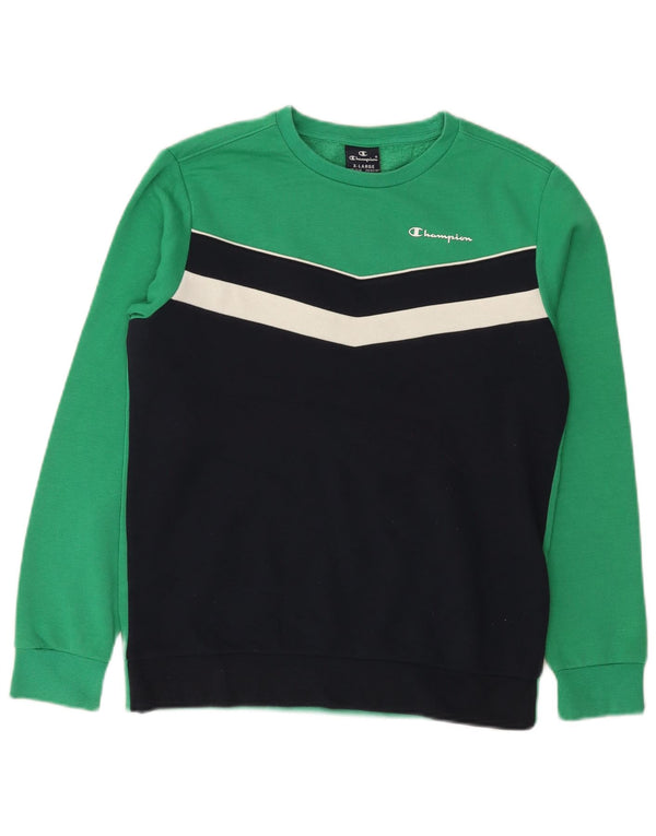 Sweter chłopięcy Champion, 13-14 lat, XL, zielony, blok kolorów