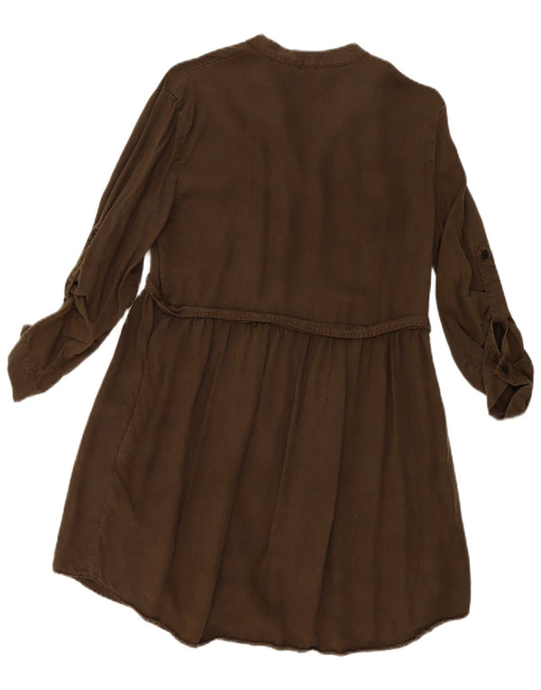 Damska sukienka koszulowa z rękawem 3/4 Zara UK 10 Small Khaki Lyocell