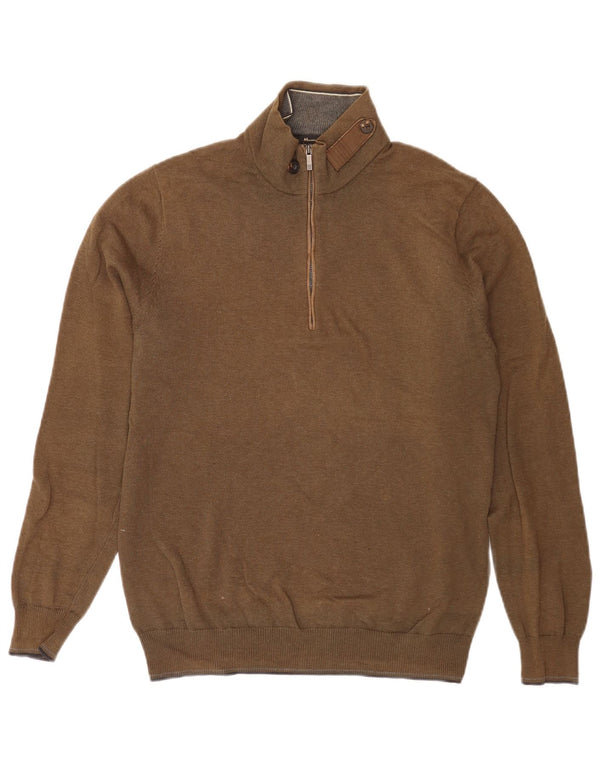 Męski sweter zapinany na zamek Massimo Dutti, średni khaki