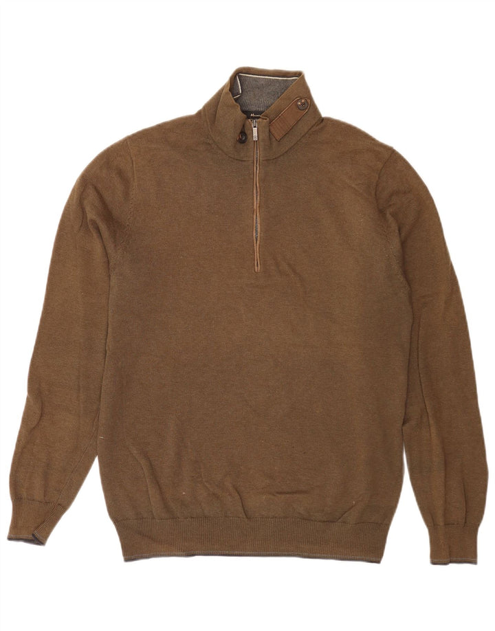 Męski sweter zapinany na zamek Massimo Dutti, średni khaki