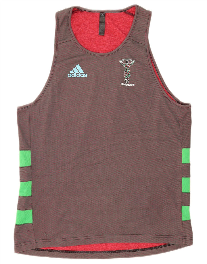 Męska kamizelka Adidas z grafiką, duża, szara, z blokami kolorów, poliester