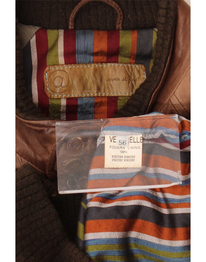 Vintage męska kurtka skórzana IT 50 duża brązowa