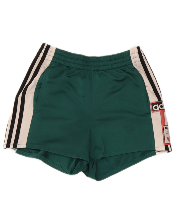 Damskie spodenki sportowe Adidas z grafiką, średniej wielkości, zielone, poliestrowe bloki kolorów