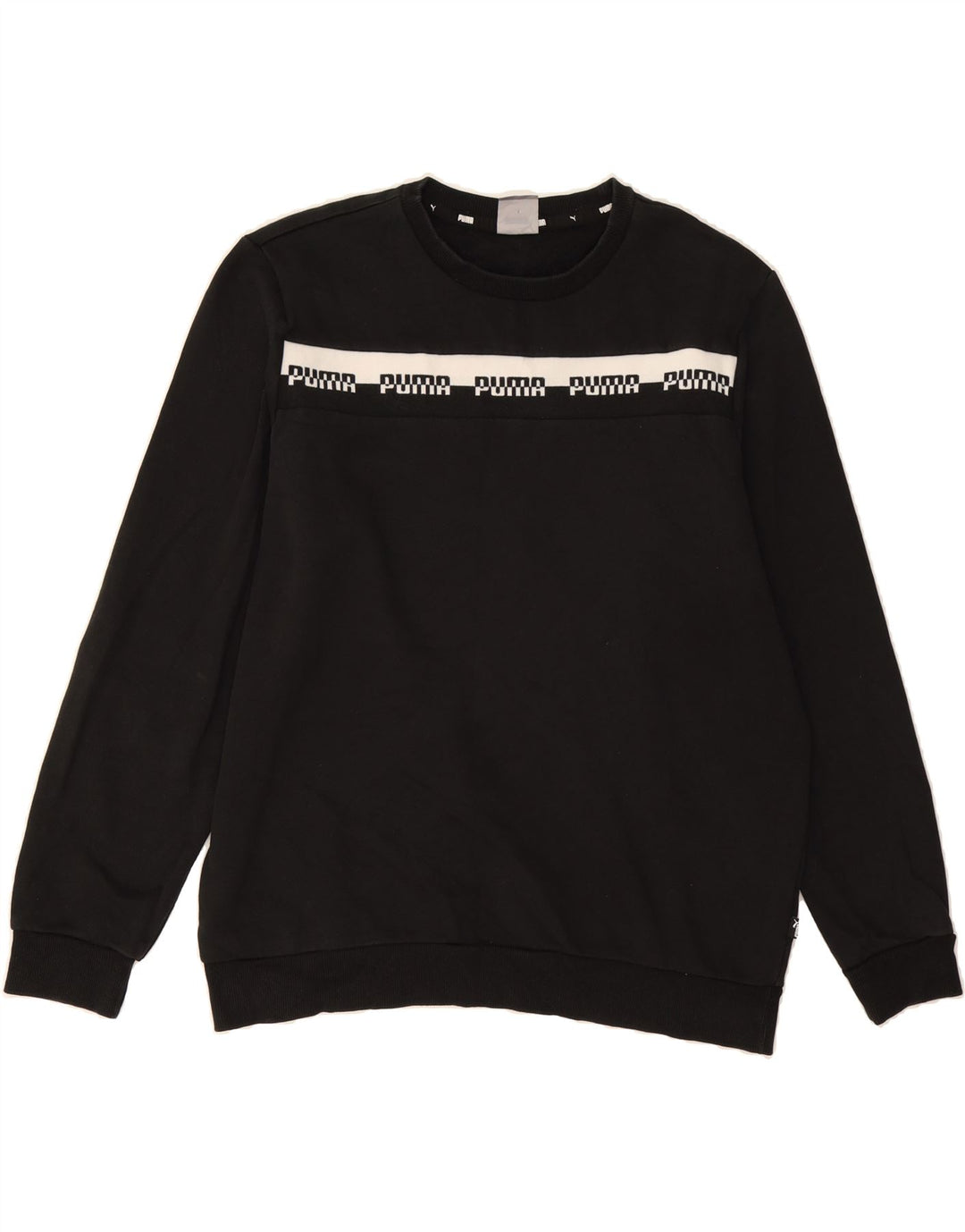 PUMA Mens Graphic Sweatshirt Jumper Large Black Cotton Vintage Puma and Second-Hand Puma from Messina Hembry 
