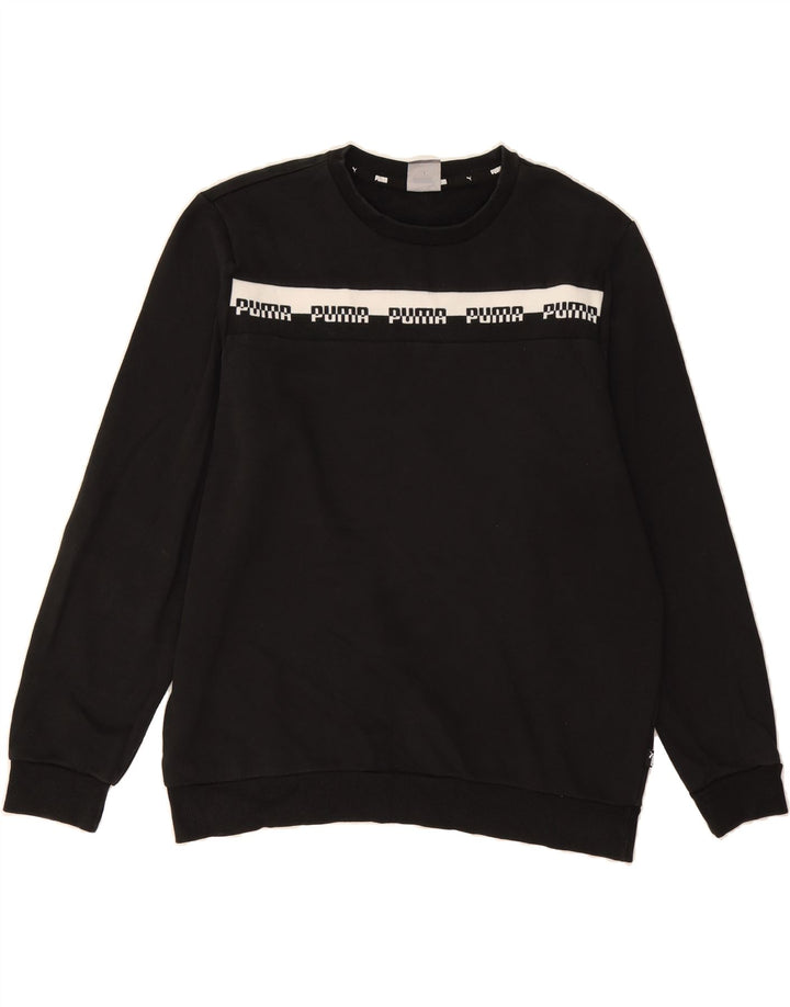 PUMA Mens Graphic Sweatshirt Jumper Large Black Cotton Vintage Puma and Second-Hand Puma from Messina Hembry 
