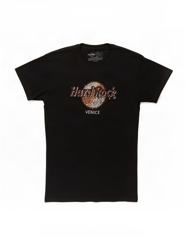 Damska koszulka z grafiką Hard Rock Cafe Venice Graphic Top UK 18 XL, czarna bawełna