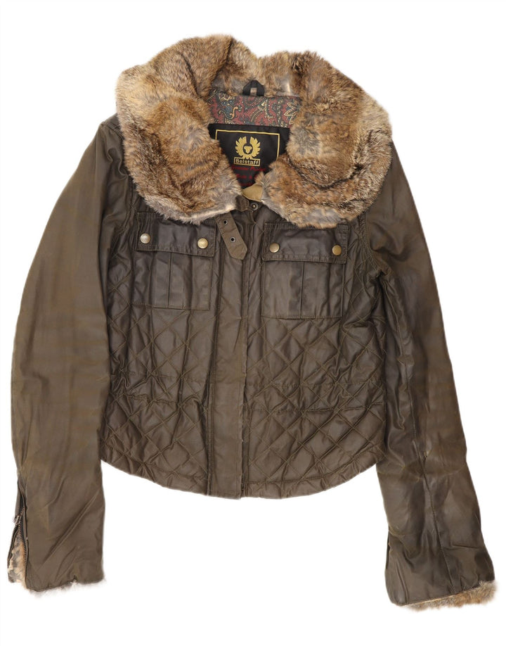 Damska kurtka z woskowanej bawełny Belstaff IT 44, średnia bawełna khaki