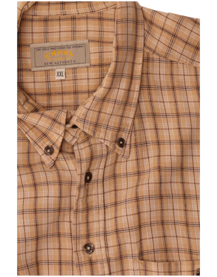 Koszula flanelowa męska Camel 2XL w beżową kratę, bawełniana