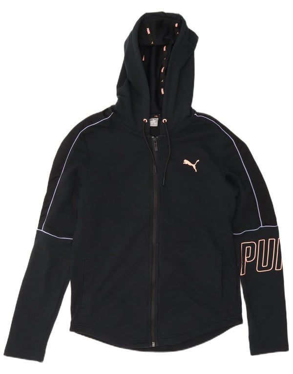 Damski sweter Puma z grafiką i zamkiem błyskawicznym UK 10, mały, granatowy, bawełniany