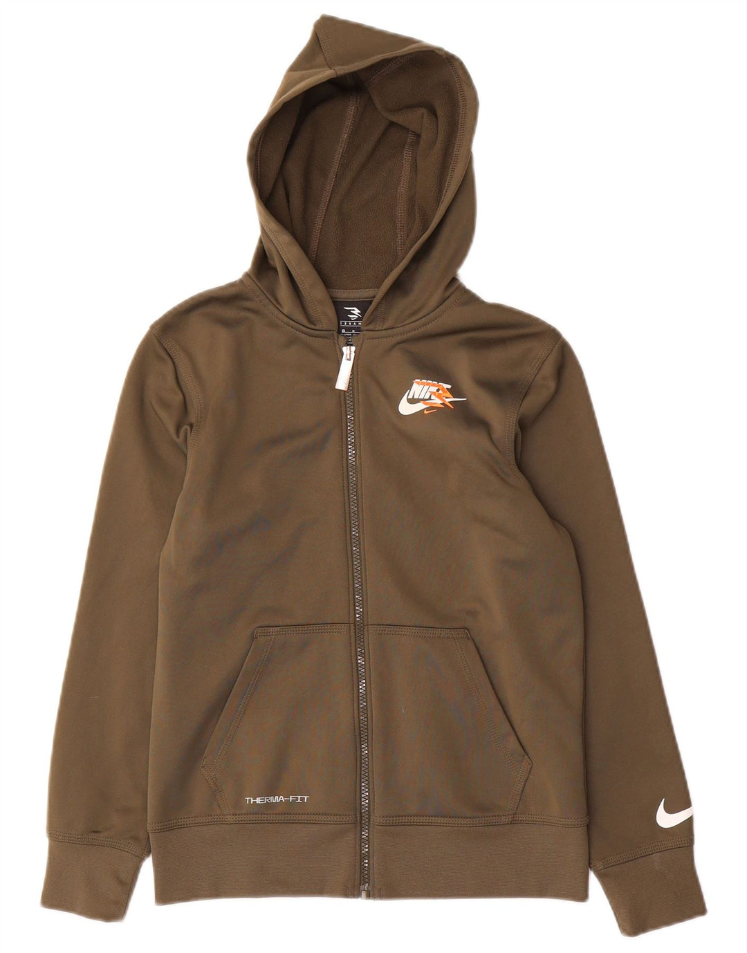 Chłopięcy sweter z kapturem i zamkiem Nike 3BRAND, 10-11 lat, średni, khaki, poliester