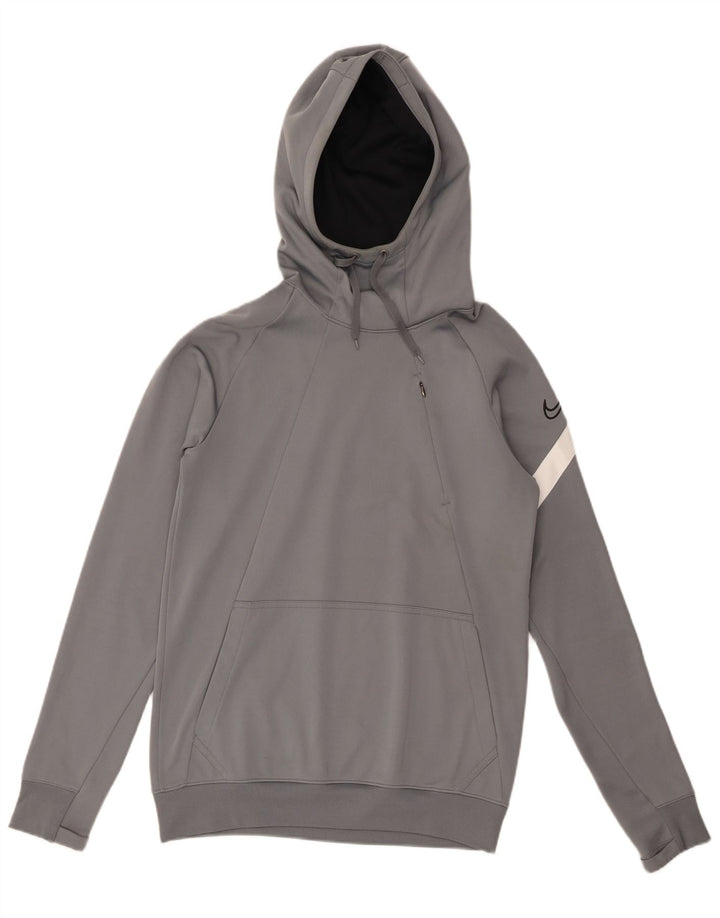 Męska bluza z kapturem Nike Dri Fit, mała, szara, poliestrowa z blokami kolorów