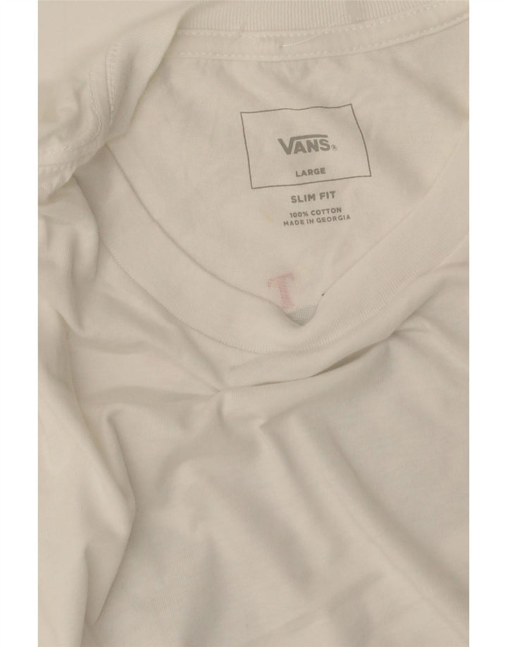 Męski T-shirt VANS Slim Fit z grafiką, duży, biały
