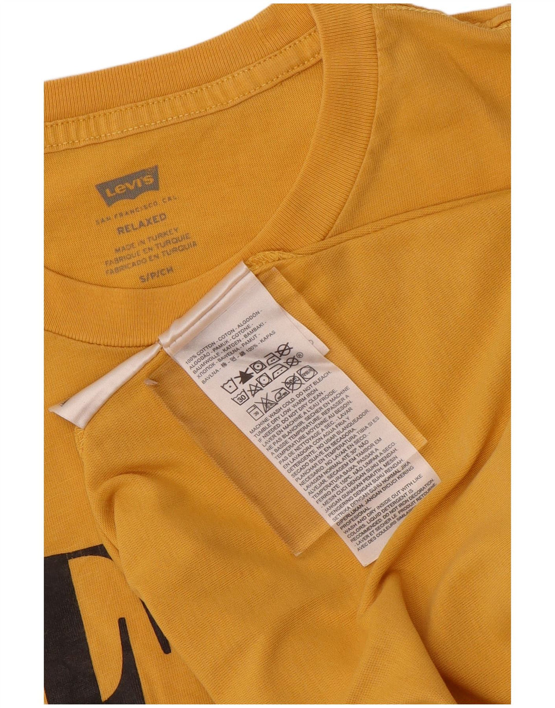 Męski T-shirt z grafiką Levi's o swobodnym kroju, mały, żółty, bawełniany