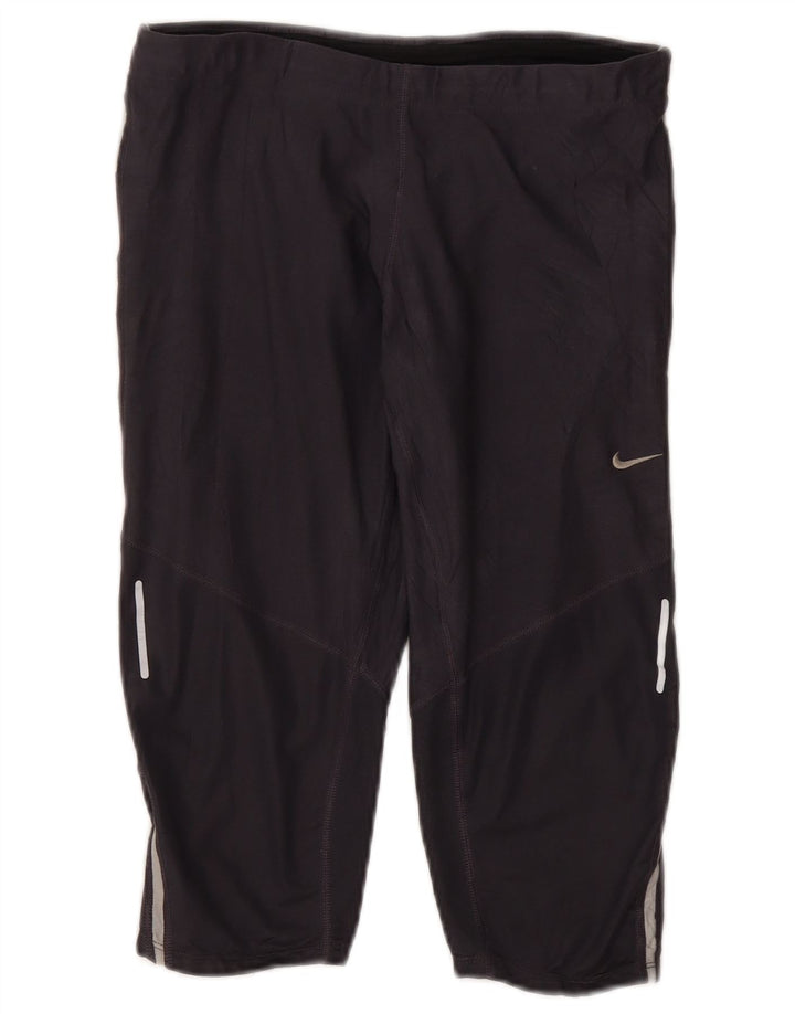 Damskie legginsy Nike Dri Fit Capri UK 12, średni szary poliester