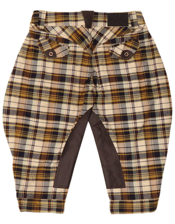 Damskie spodnie jeździeckie Capri Vintage IT 42 Medium W32 L19 Beżowa krata