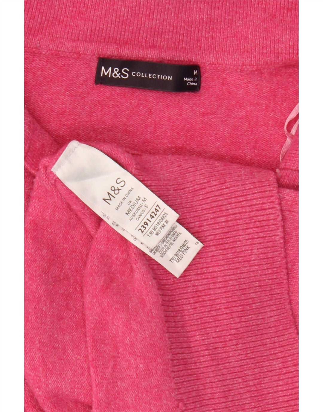 Damski sweter polo Marks & Spencer UK 14, średni różowy poliester