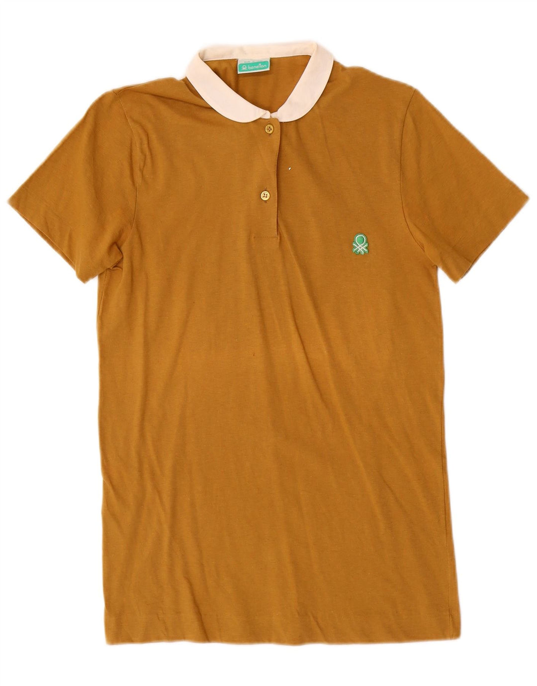 Damska koszulka polo BENETTON UK 6 XS, brązowa, bawełniana w bloki kolorów