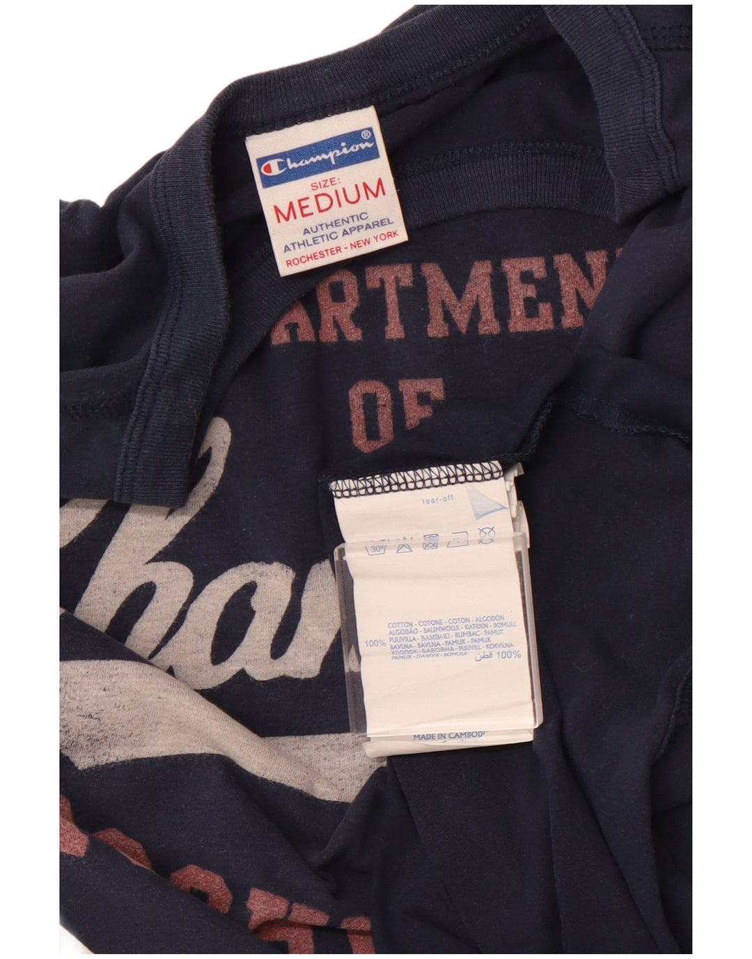 Męski top CHAMPION Rochester z grafiką, długim rękawem, średni granatowy, bawełniany