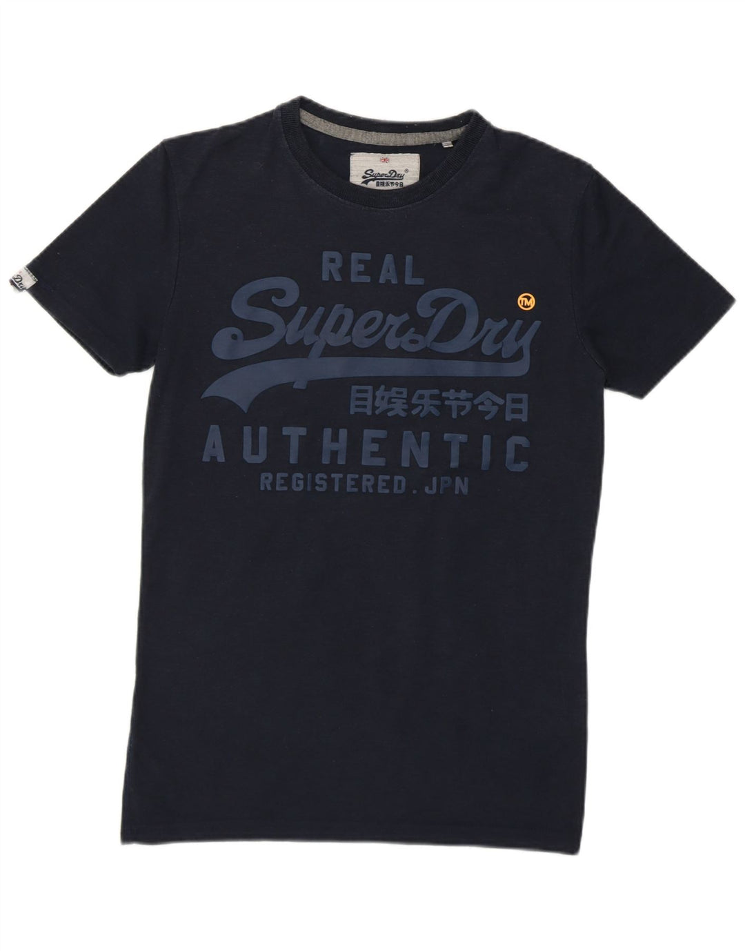 SUPERDRY Męski T-shirt z grafiką Top XS Granatowy, bawełniany