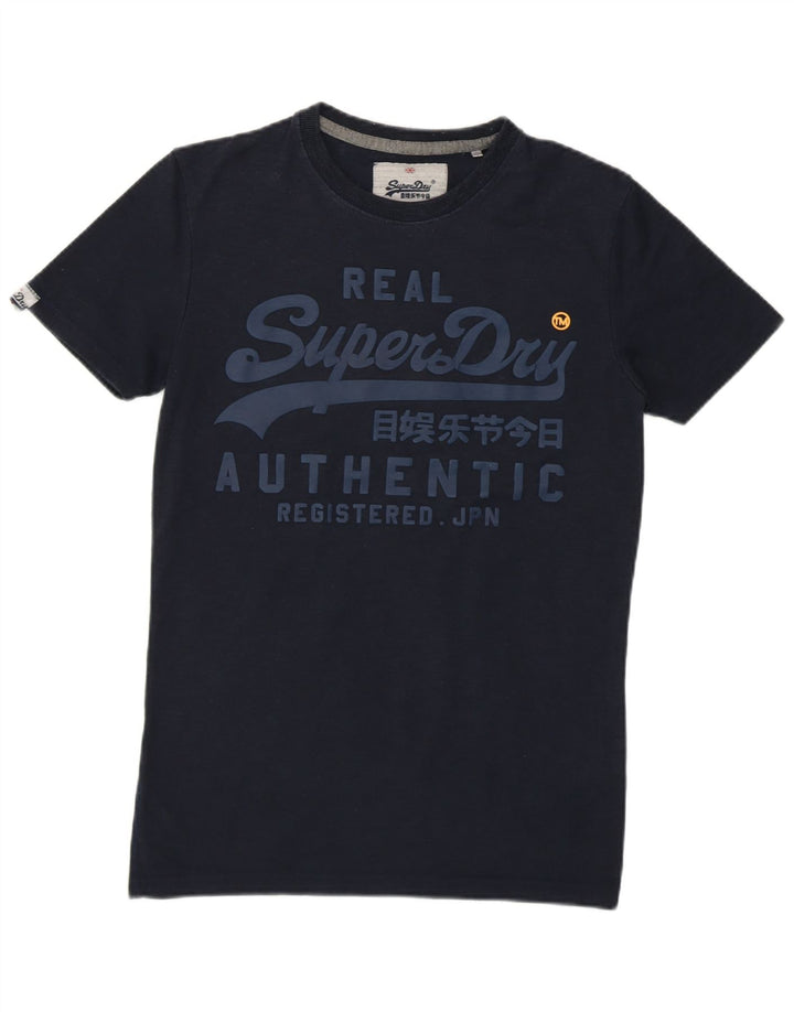SUPERDRY Męski T-shirt z grafiką Top XS Granatowy, bawełniany