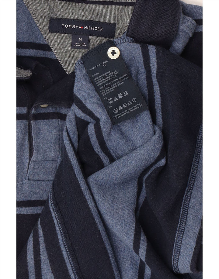 Męska koszulka polo Tommy Hilfiger, bawełniana w średnie granatowe paski